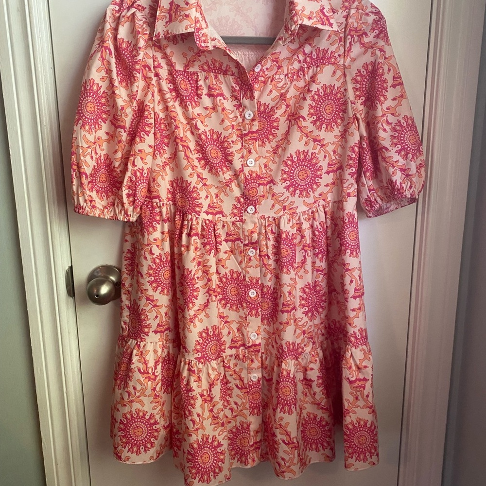 Floral Pink Button Up Mini Dress